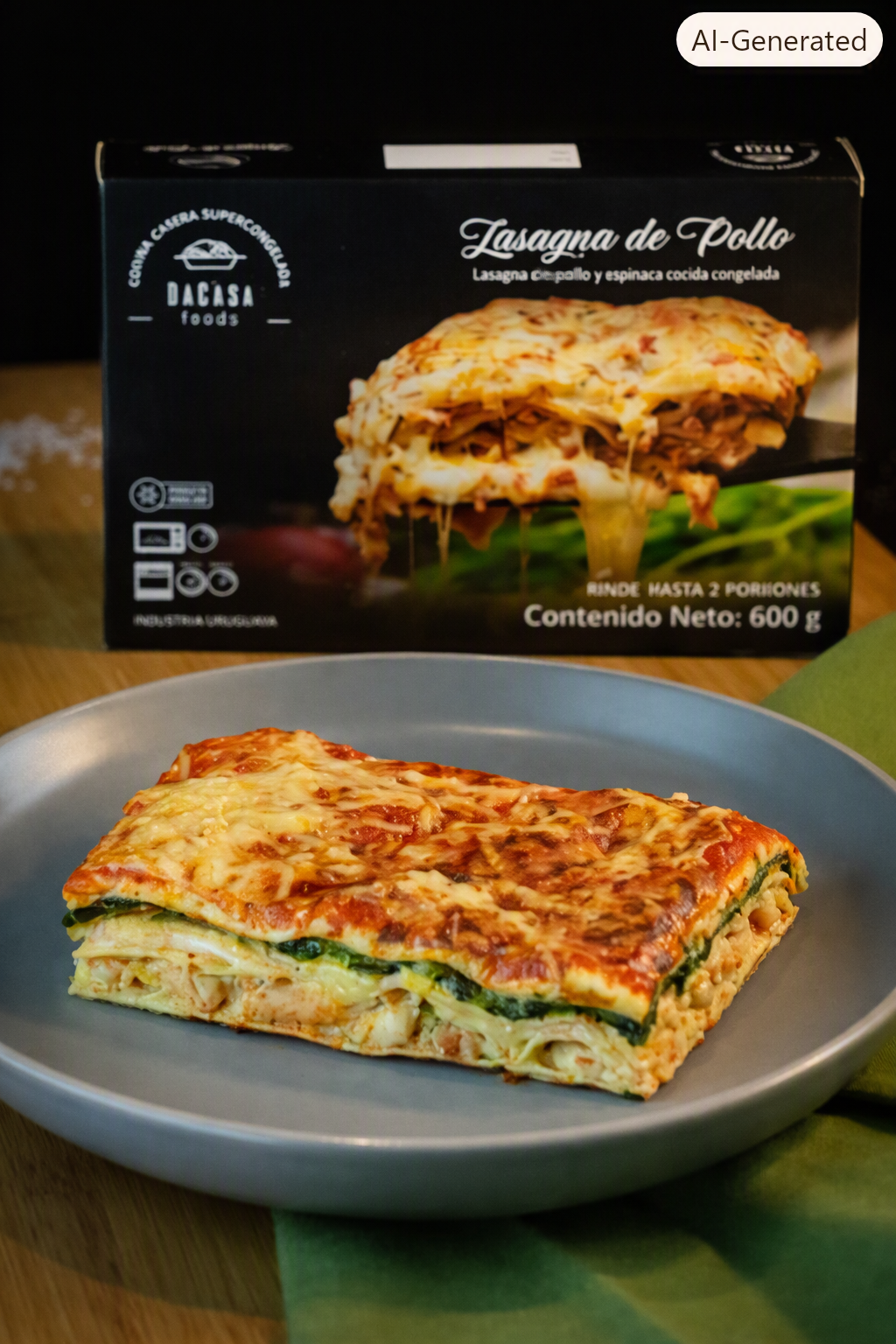 Lasagna de pollo con su presentación Da Casa